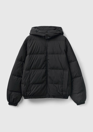  Erkek Siyah Kaz Tüyü Dolgulu Mont