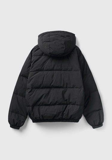  Erkek Siyah Kaz Tüyü Dolgulu Mont