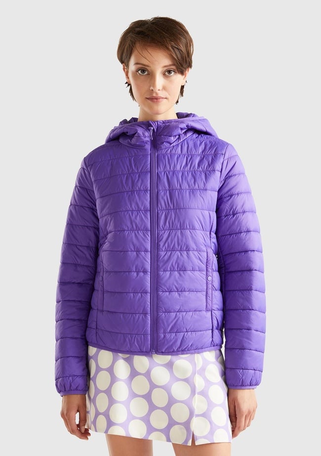  Kadın Mor Recycled Polyester Dolgulu  Pufa Mont