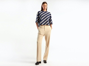  Kadın Lacivert Mix %100 Koton OversiZE Crop T-Shirt