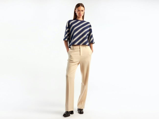  Kadın Lacivert Mix %100 Koton OversiZE Crop T-Shirt