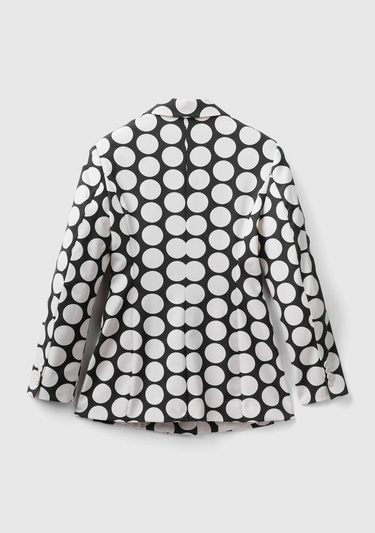  Kadın Siyah Beyaz Puantiyeli Ceket