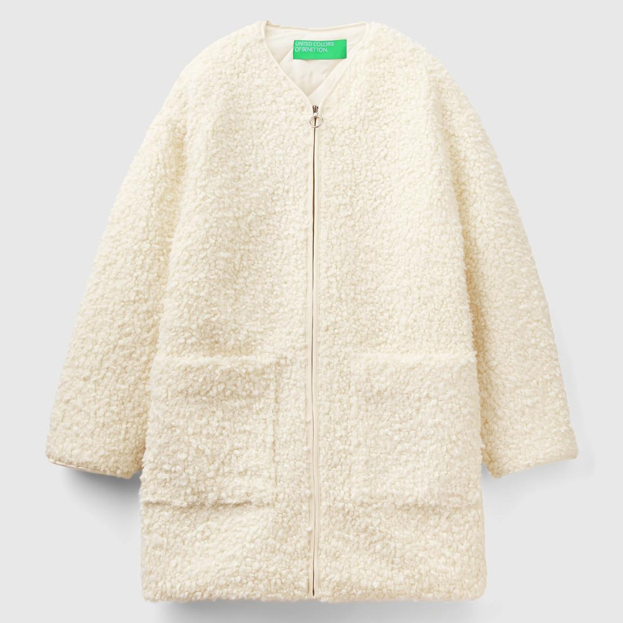 Kadın Krem Yakasız İnce Mont