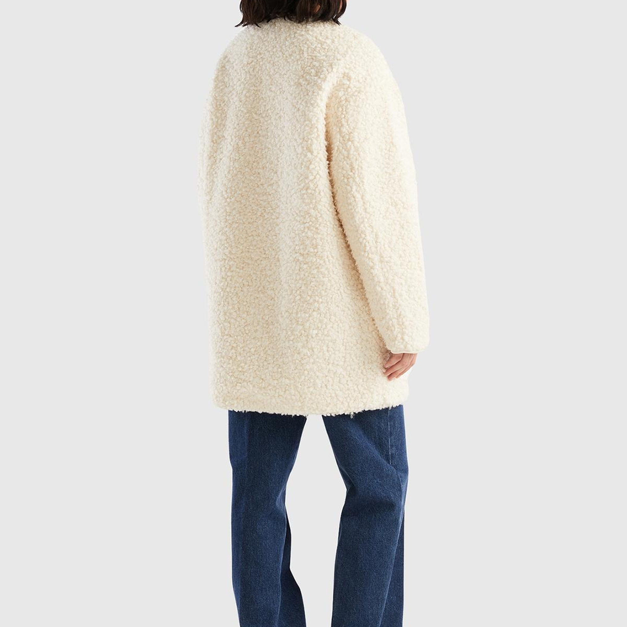 Kadın Krem Yakasız İnce Mont