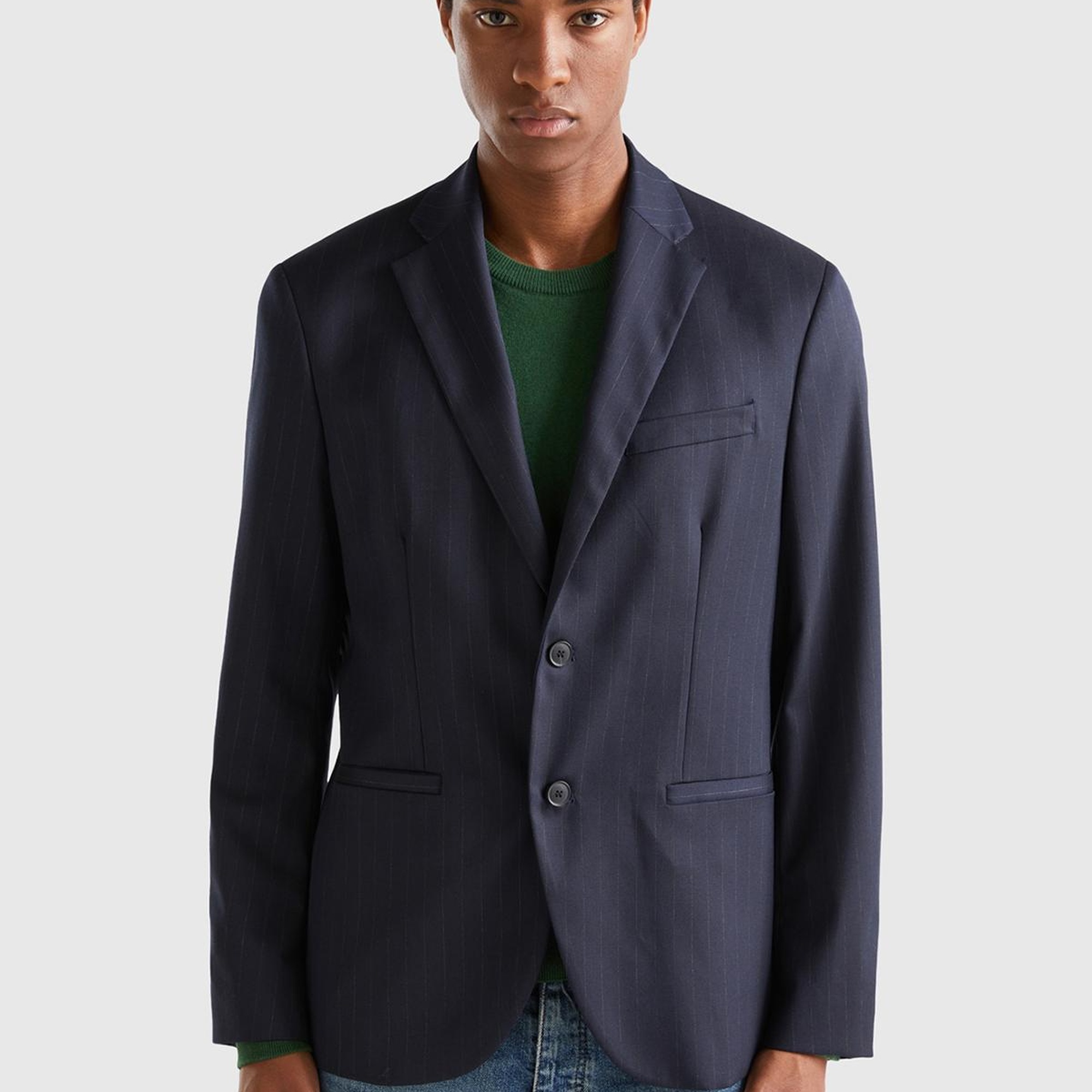 Erkek Siyah-Beyaz Regular Fit Ceket