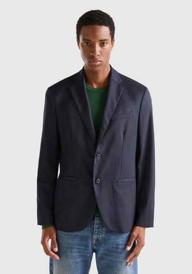  Erkek Siyah-Beyaz Regular Fit Ceket