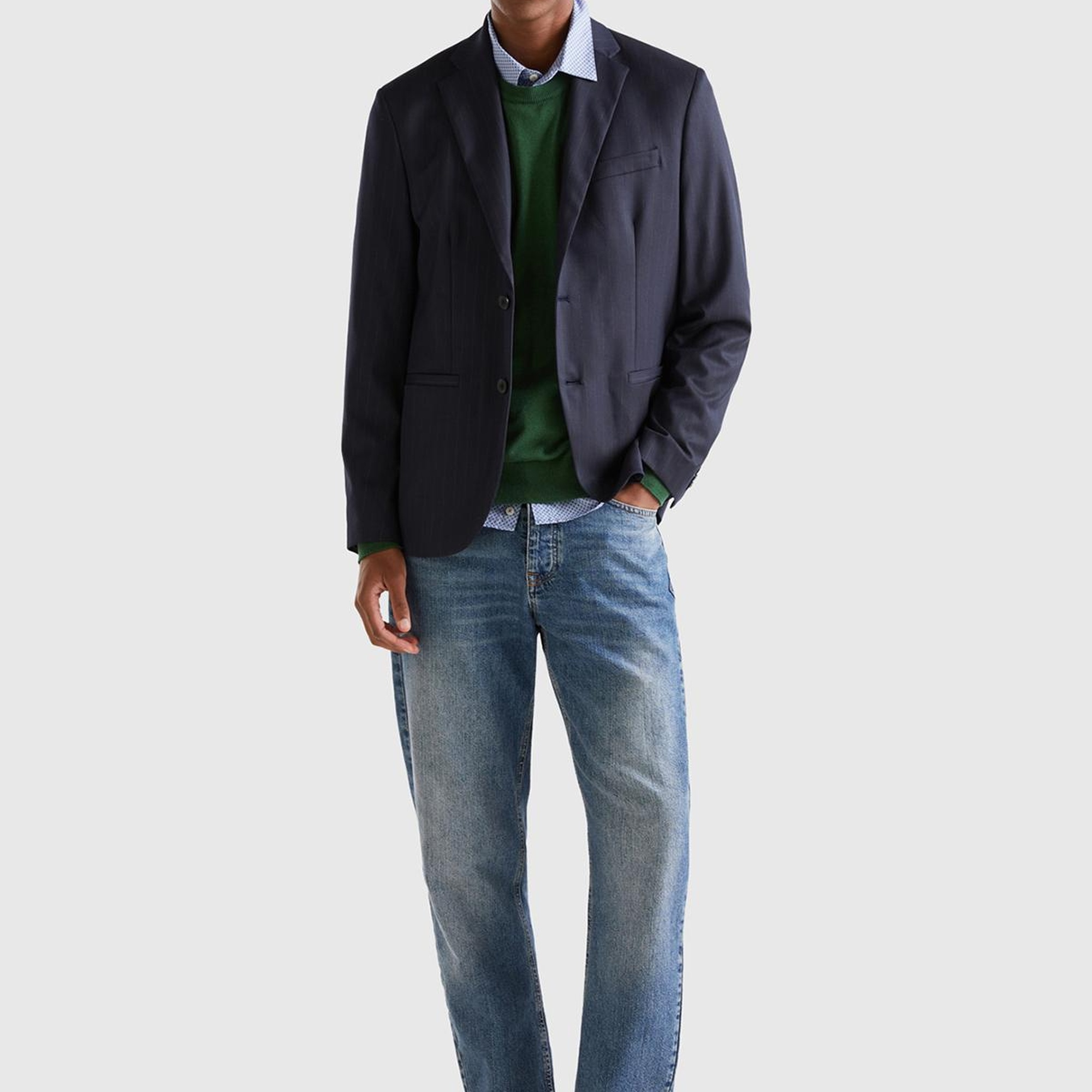 Erkek Siyah-Beyaz Regular Fit Ceket