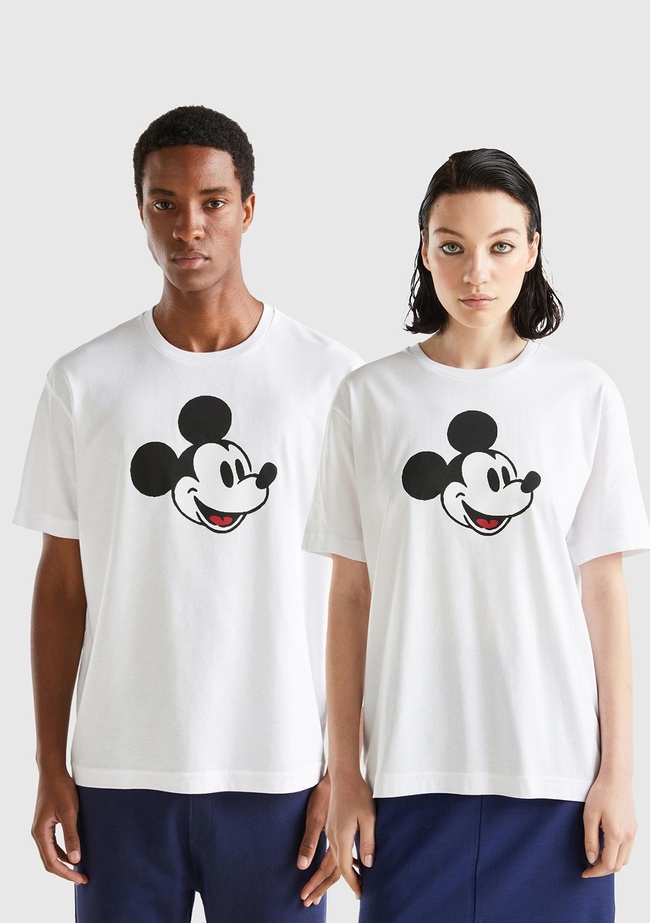  Unisex Beyaz %100 Koton Disney Baskılı T-Shirt