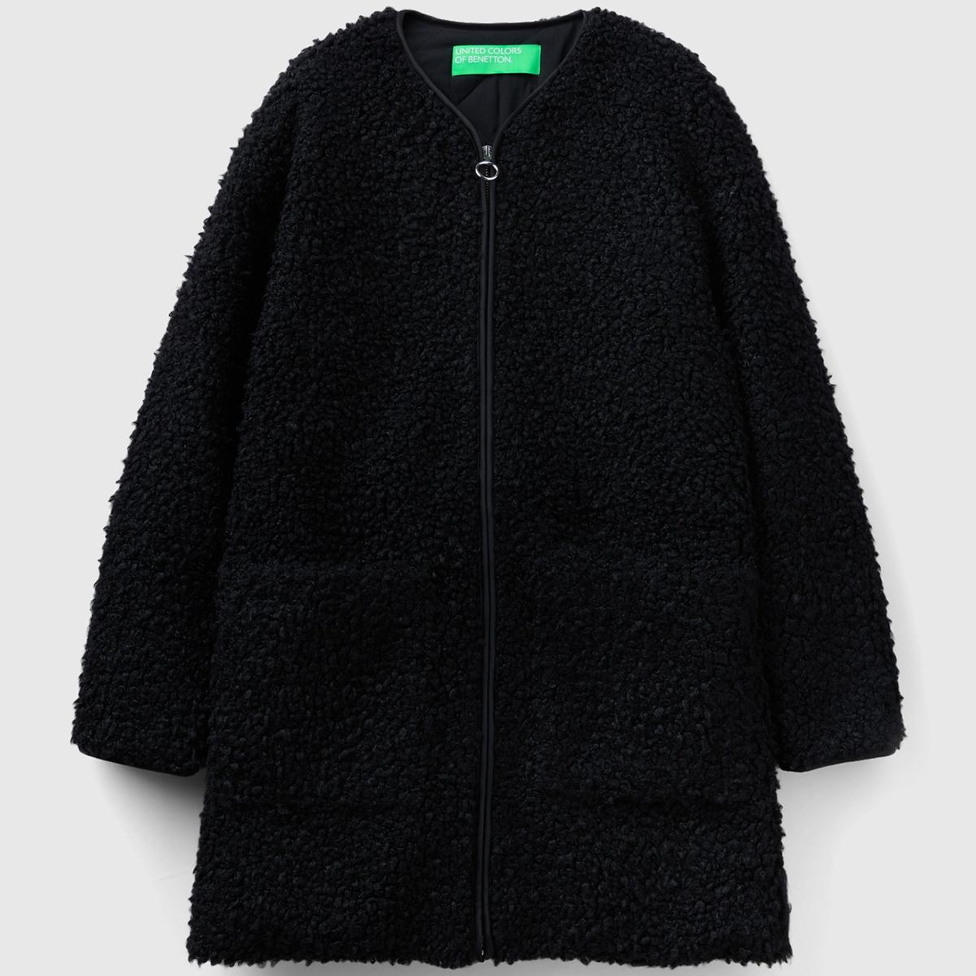 Kadın Siyah Yakasız İnce Mont