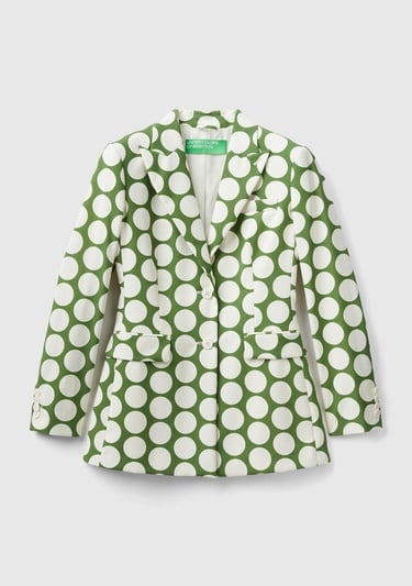 Kadın Yeşil Puantiyeli Ceket
