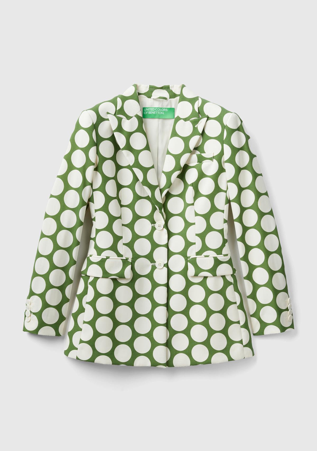  Kadın Yeşil Puantiyeli Ceket