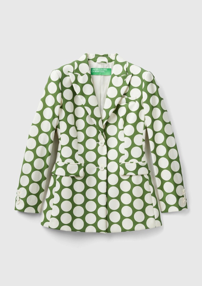  Kadın Yeşil Puantiyeli Ceket