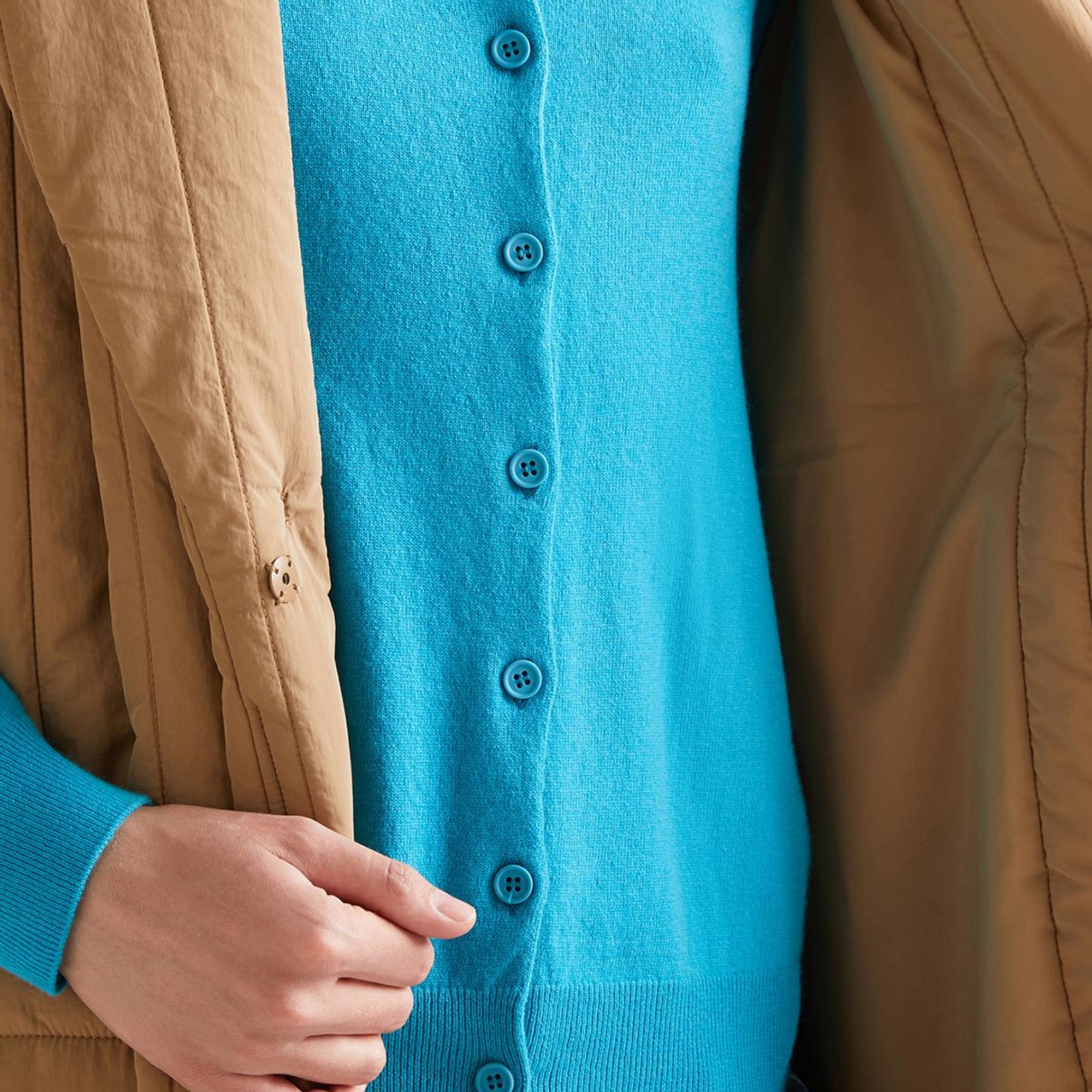 Kadın Kahverengi Şal Yaka Kolsuz Mont