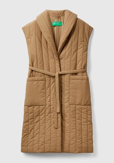  Kadın Kahverengi Şal Yaka Kolsuz Mont