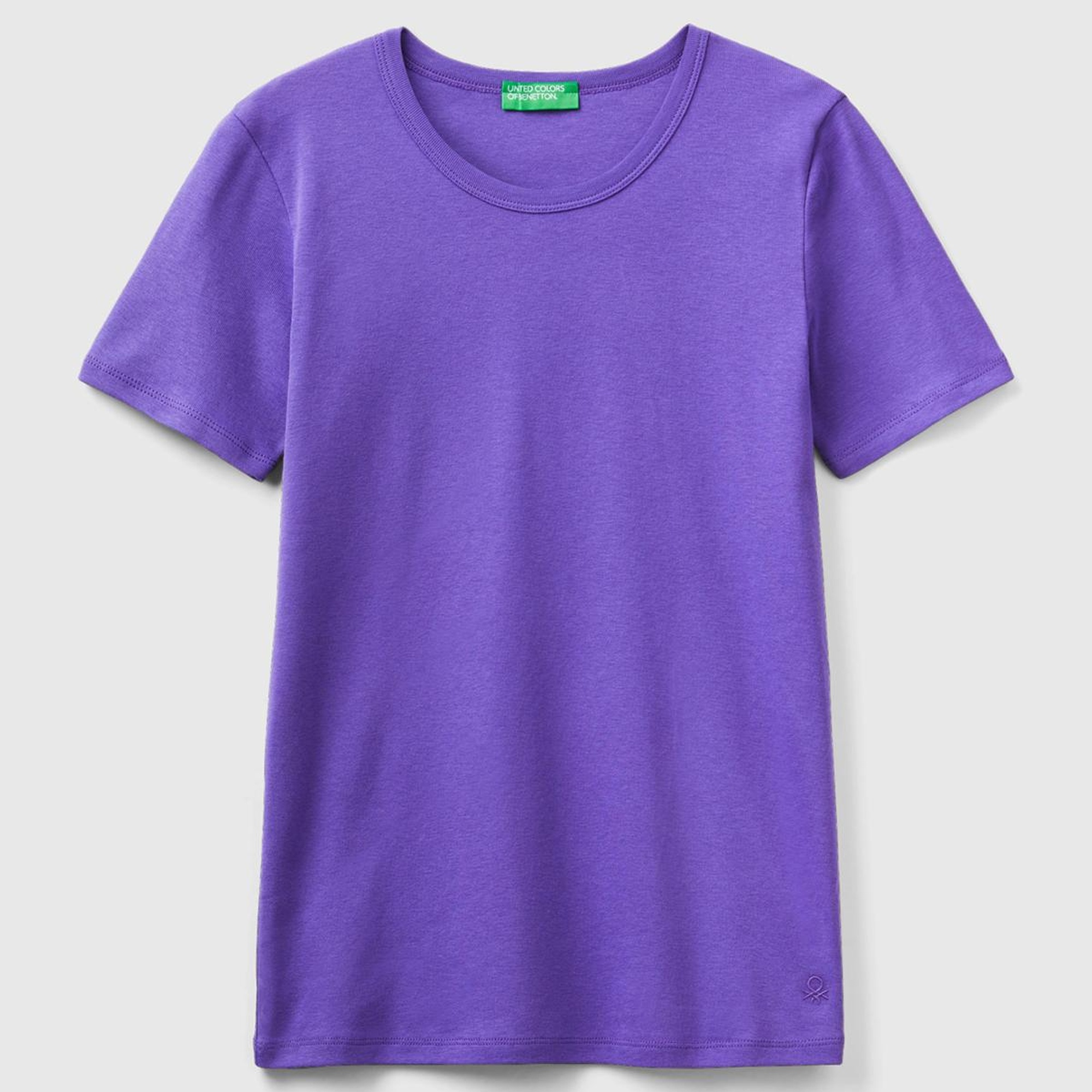 Kadın Mor Basic Kısa Kollu Bisiklet Yaka Tshirt