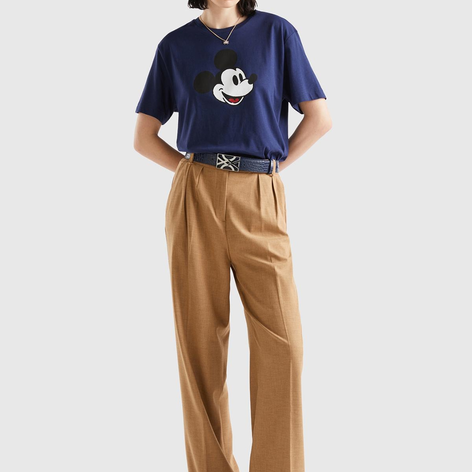 Unisex Lacivert %100 Koton Disney Baskılı T-Shirt