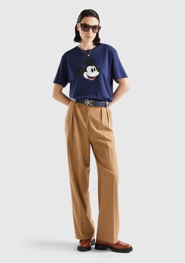  Unisex Lacivert %100 Koton Disney Baskılı T-Shirt