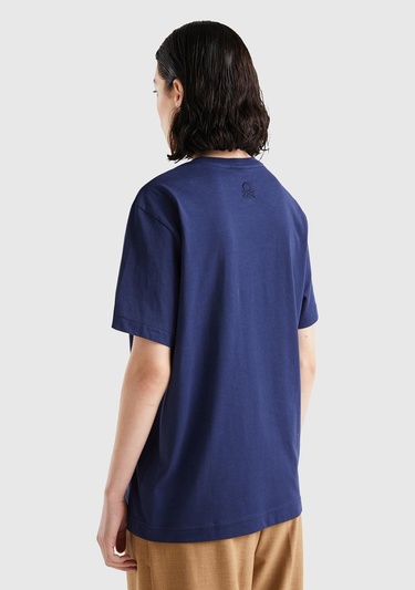  Unisex Lacivert %100 Koton Disney Baskılı T-Shirt