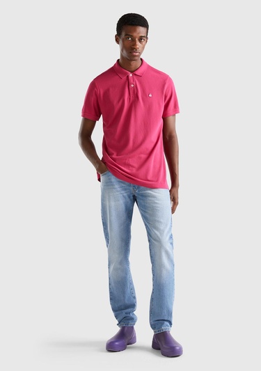  Erkek Koyu Fuşya Regular Fit Kısa Kollu Polo Tshirt