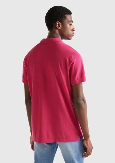  Erkek Koyu Fuşya Regular Fit Kısa Kollu Polo Tshirt