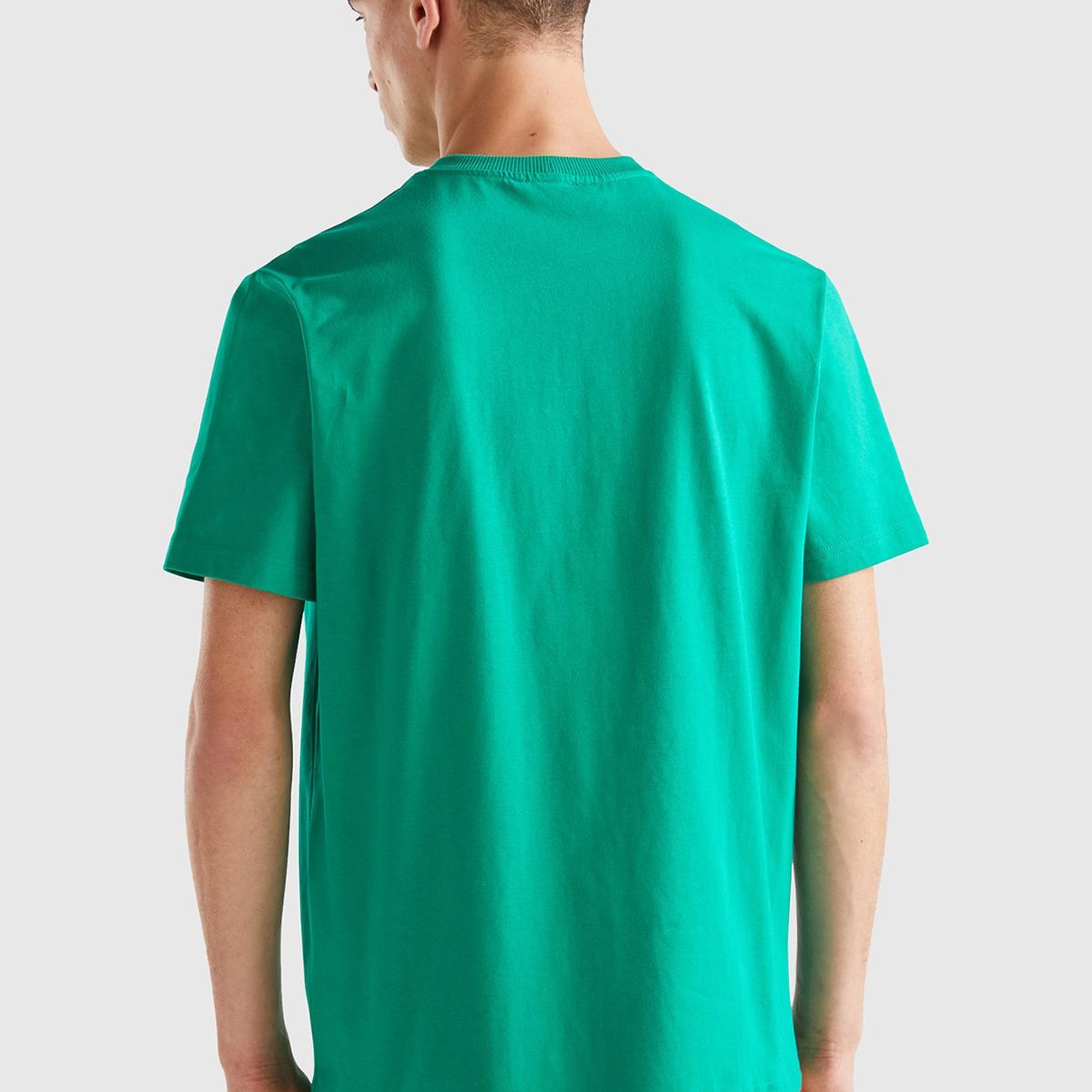 Unisex Yeşil Rahat KALIP Benetton Logo İşlemeli T-Shirt