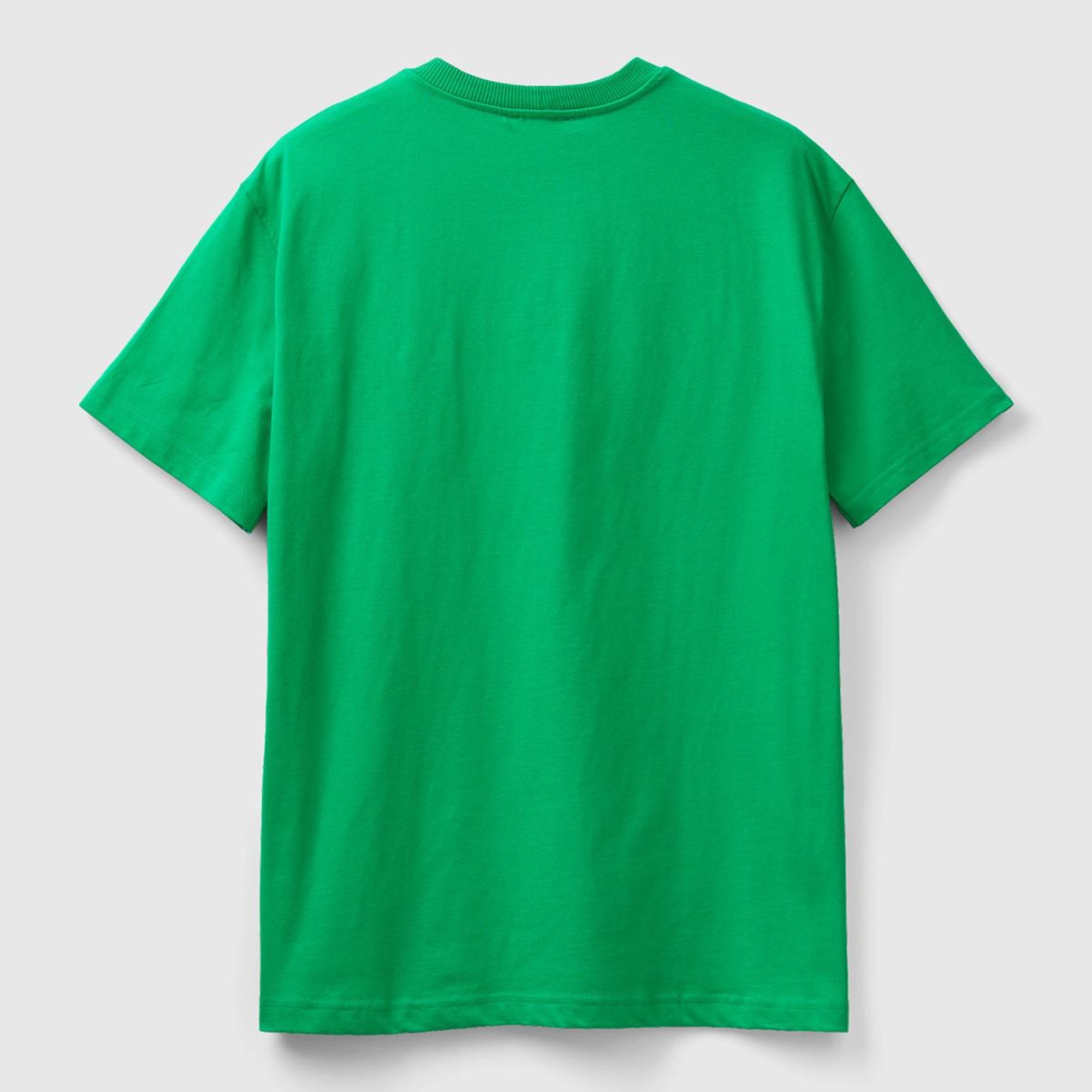Unisex Yeşil Rahat KALIP Benetton Logo İşlemeli T-Shirt