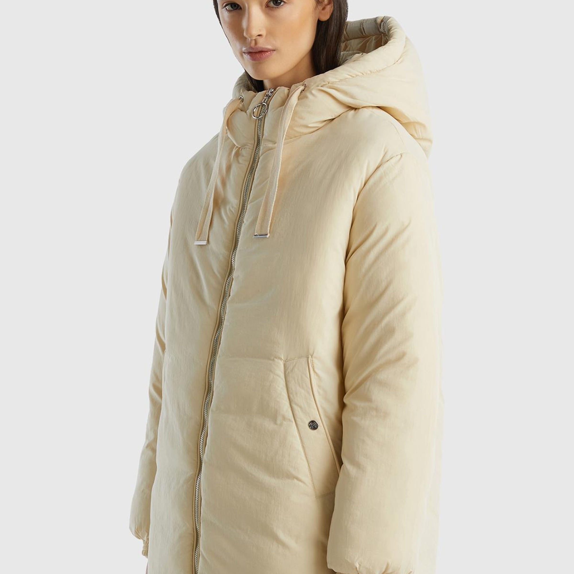 Kadın Bej Uzun Mont