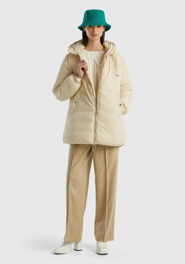  Kadın Bej Uzun Mont