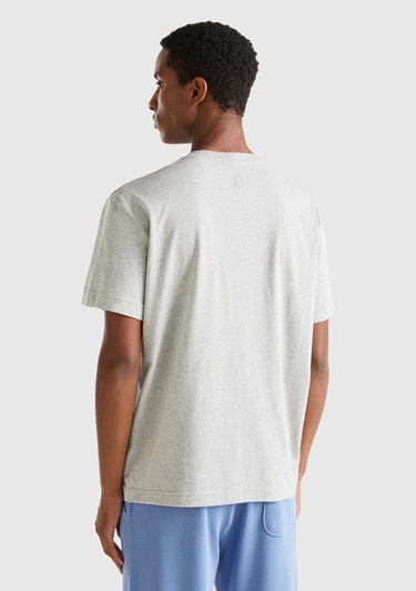  Unisex Gri Melanj %100 Koton Disney Baskılı T-Shirt