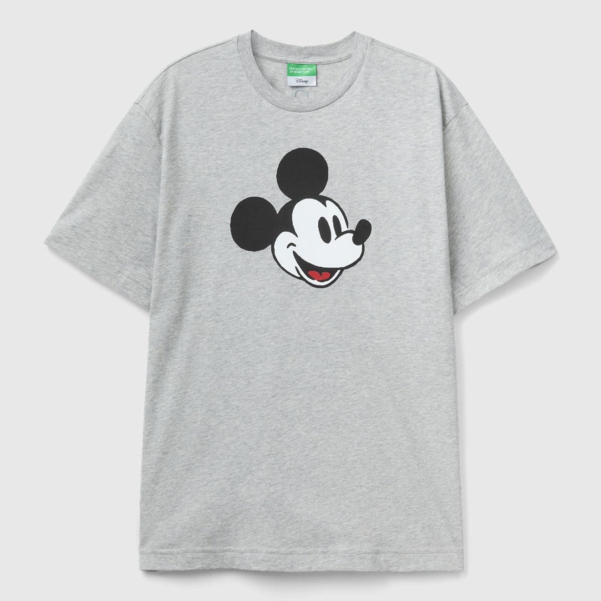 Unisex Gri Melanj %100 Koton Disney Baskılı T-Shirt