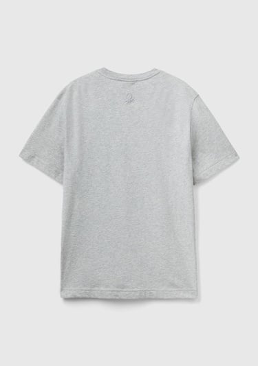  Unisex Gri Melanj %100 Koton Disney Baskılı T-Shirt