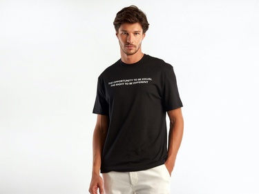  Unisex Siyah %100 Koton T-Shirt