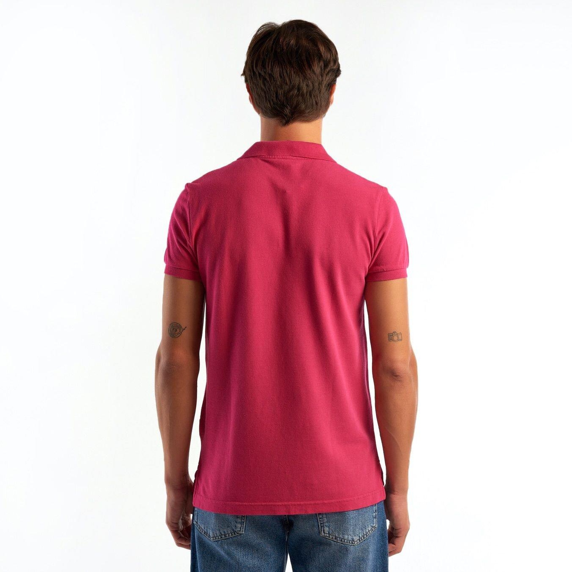 Erkek Koyu Fuşya Slim Fit Kısa Kollu Polo Tshirt