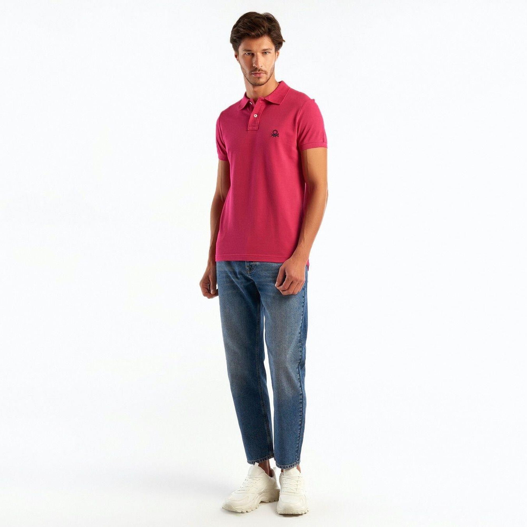 Erkek Koyu Fuşya Slim Fit Kısa Kollu Polo Tshirt