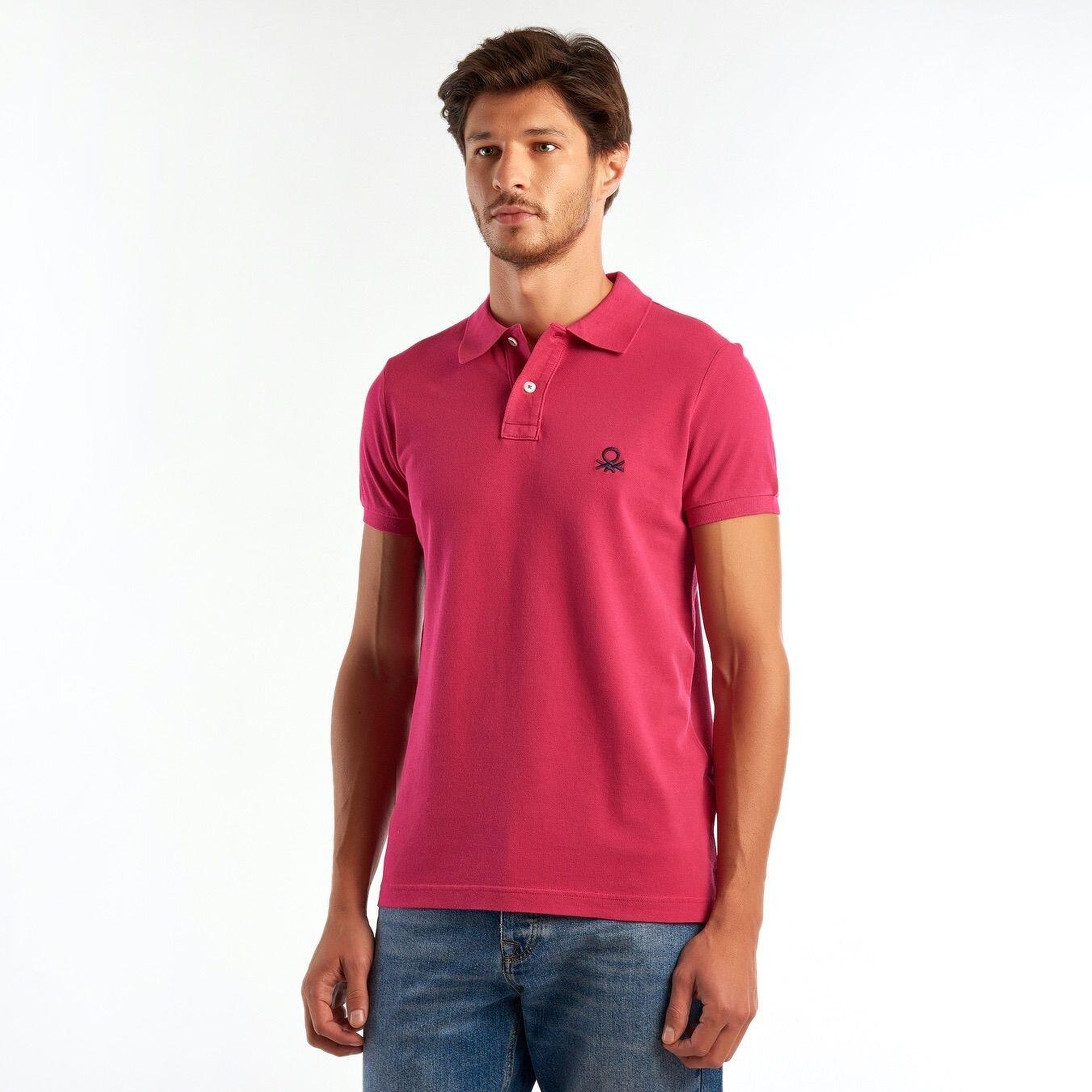 Erkek Koyu Fuşya Slim Fit Kısa Kollu Polo Tshirt