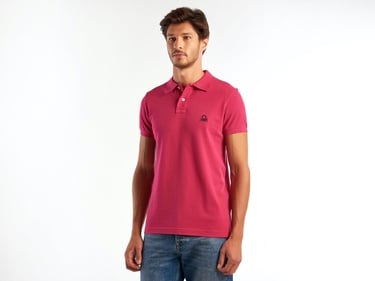  Erkek Koyu Fuşya Slim Fit Kısa Kollu Polo Tshirt