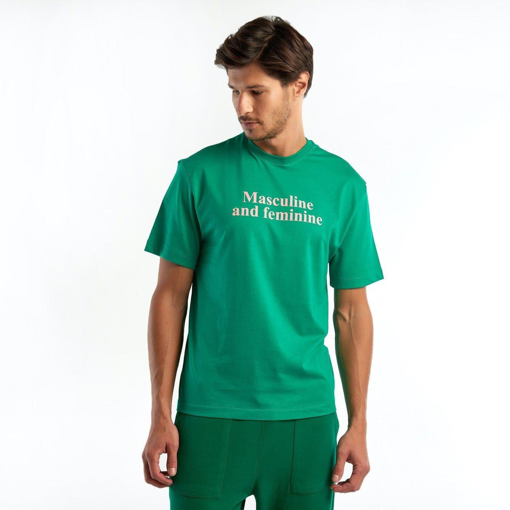 Unisex Yeşil %100 Koton T-Shirt