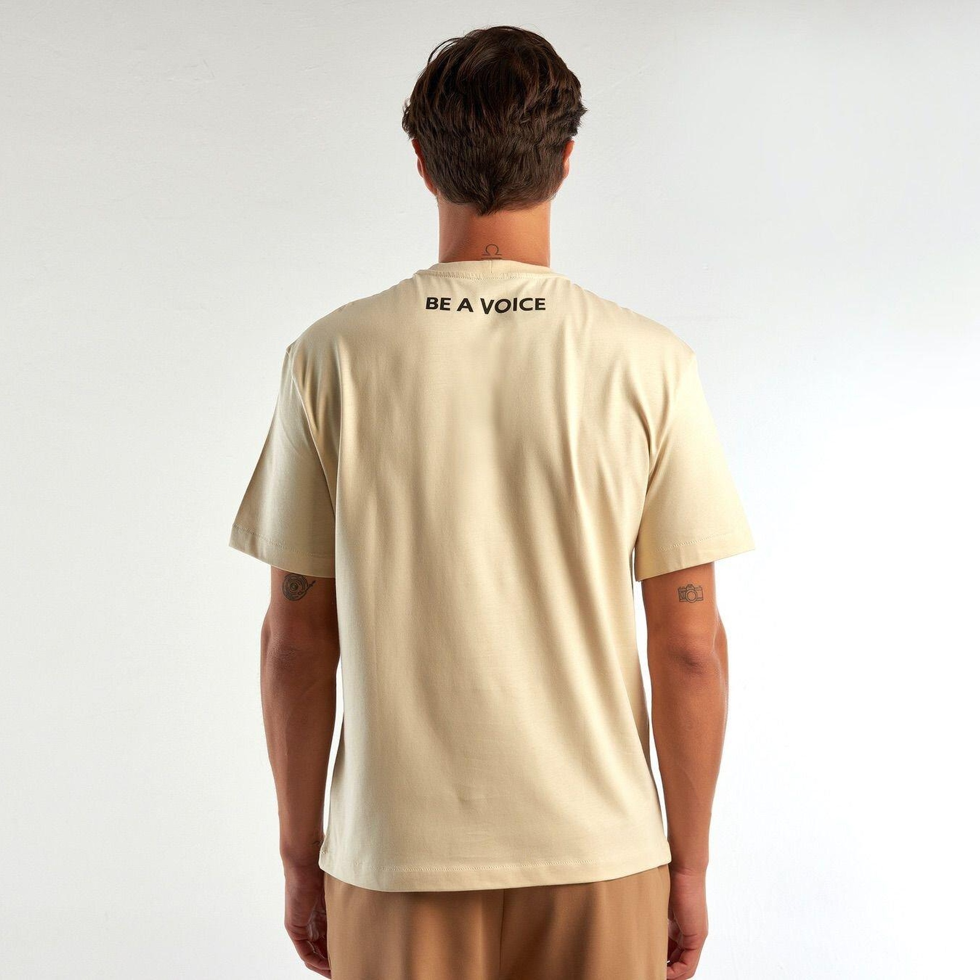 Unisex Bej %100 Koton T-Shirt