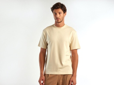  Unisex Bej %100 Koton T-Shirt