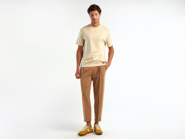  Unisex Bej %100 Koton T-Shirt