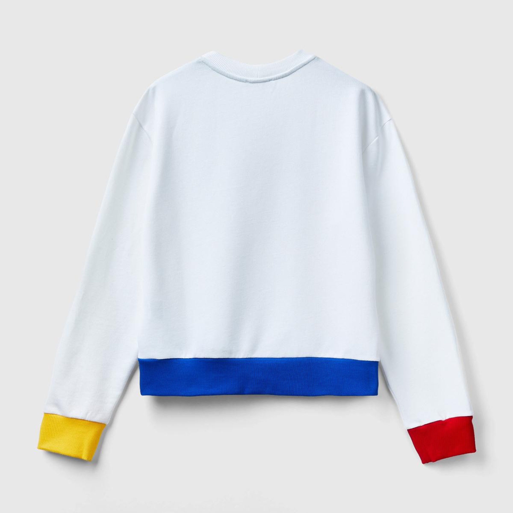 Kadın Beyaz Mix %100 Koton Rahat Kalıp Benetton Yazılı Sweatshirt