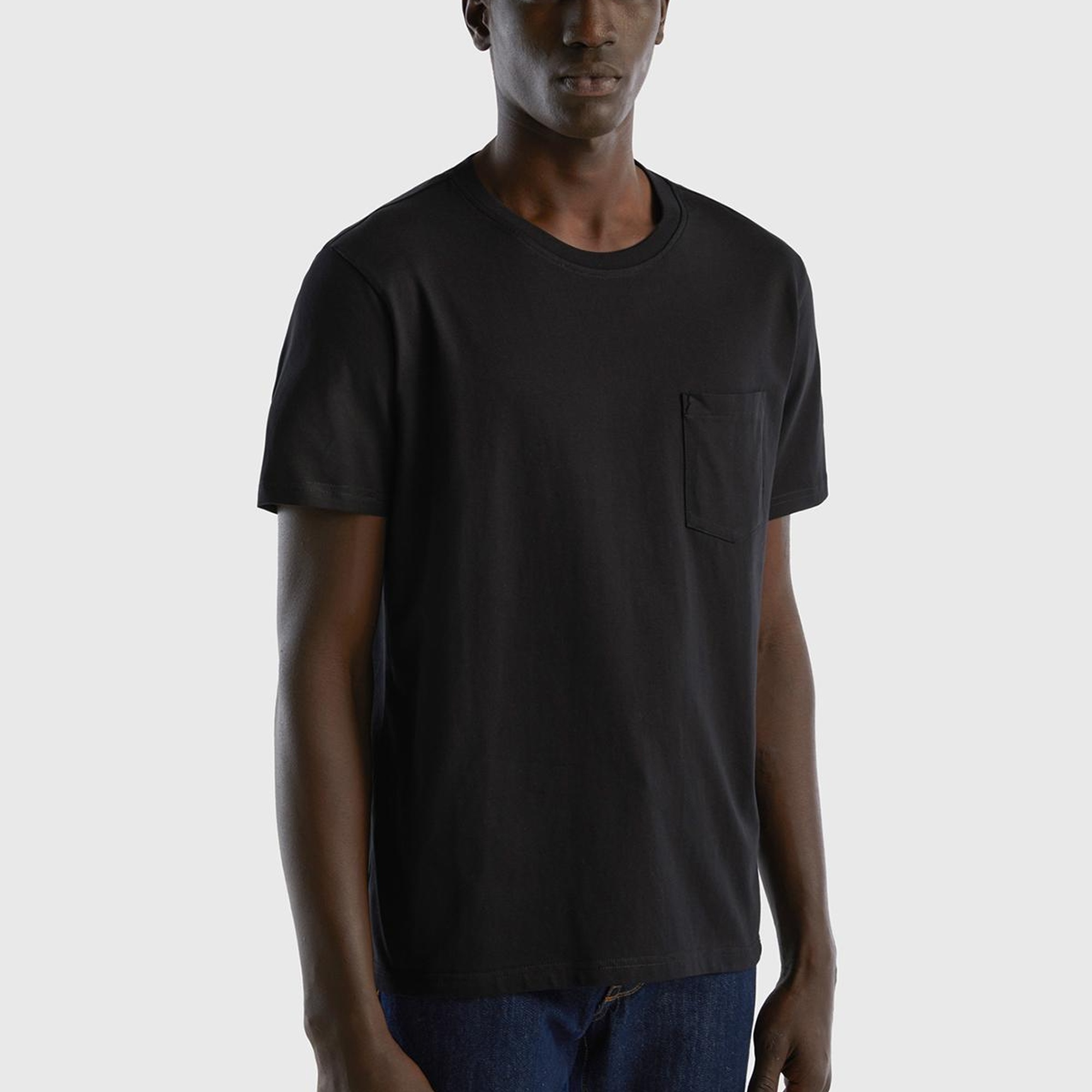 Erkek Siyah %100 Koton Cepli T-Shirt