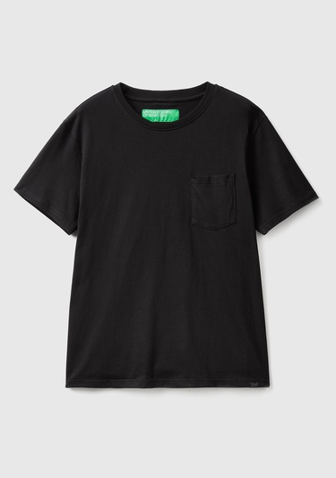  Erkek Siyah %100 Koton Cepli T-Shirt