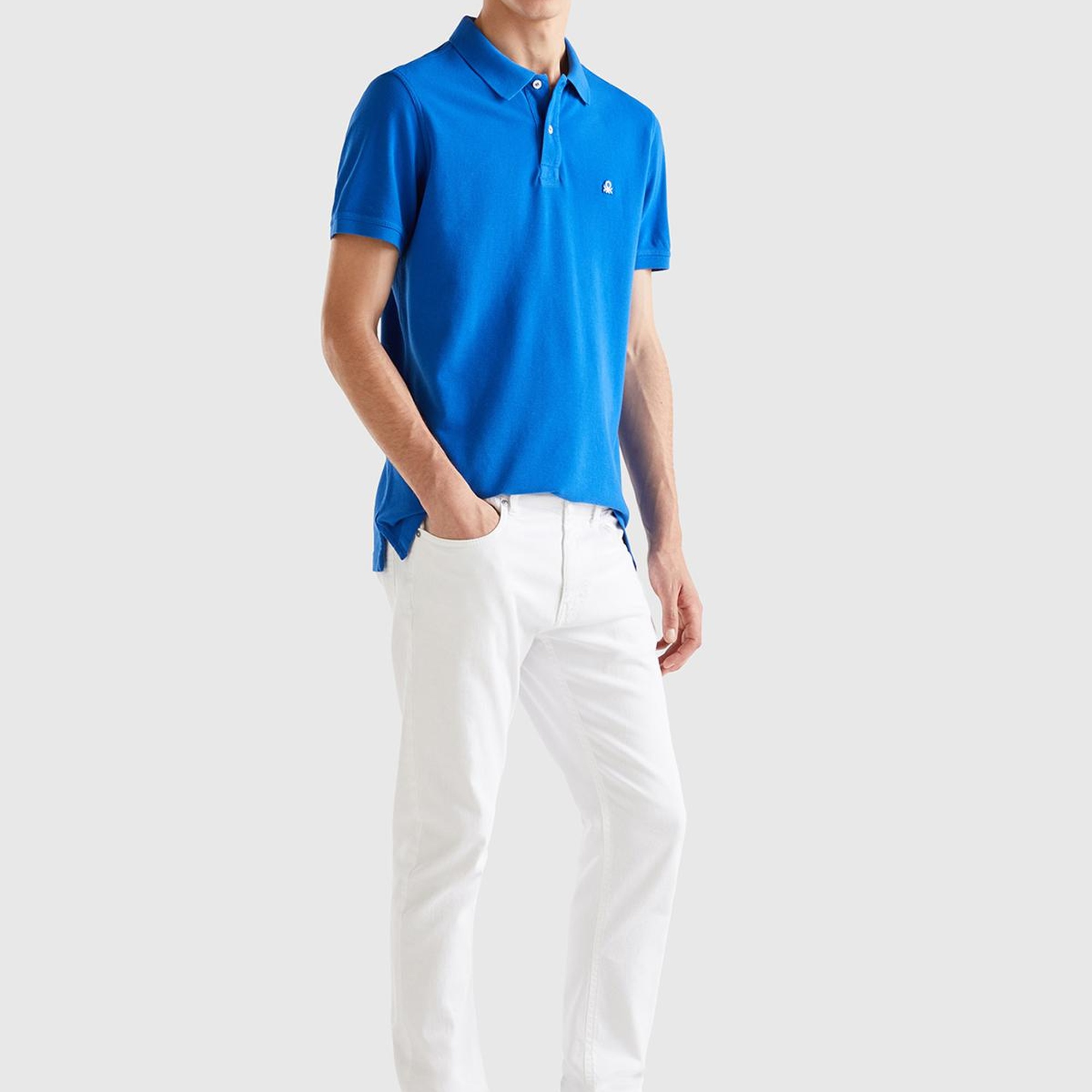 Erkek Saks Mavi Regular Fit Kısa Kollu Polo Tshirt