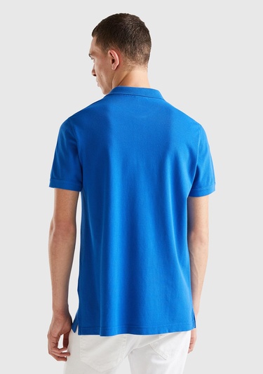  Erkek Saks Mavi Regular Fit Kısa Kollu Polo Tshirt