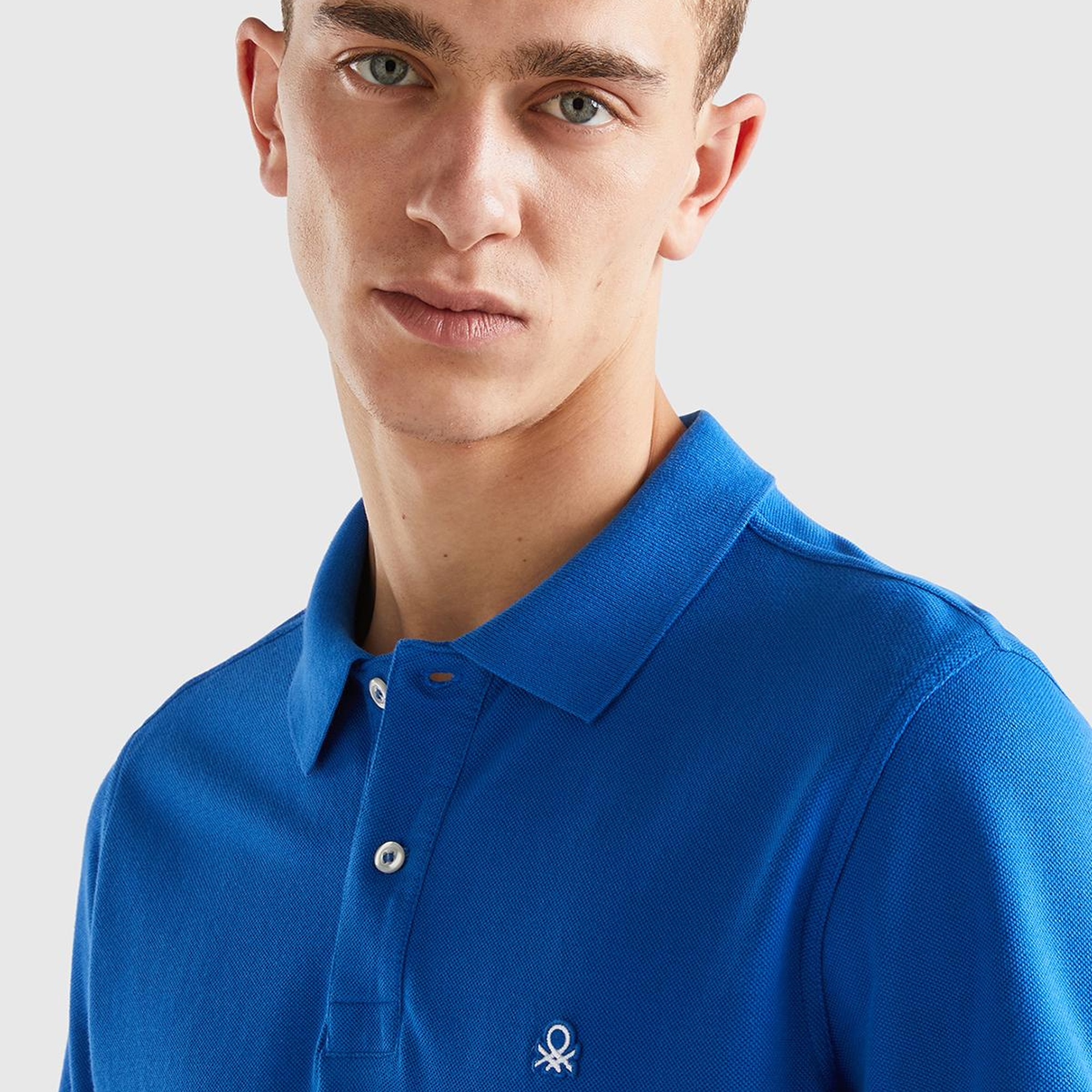 Erkek Saks Mavi Regular Fit Kısa Kollu Polo Tshirt