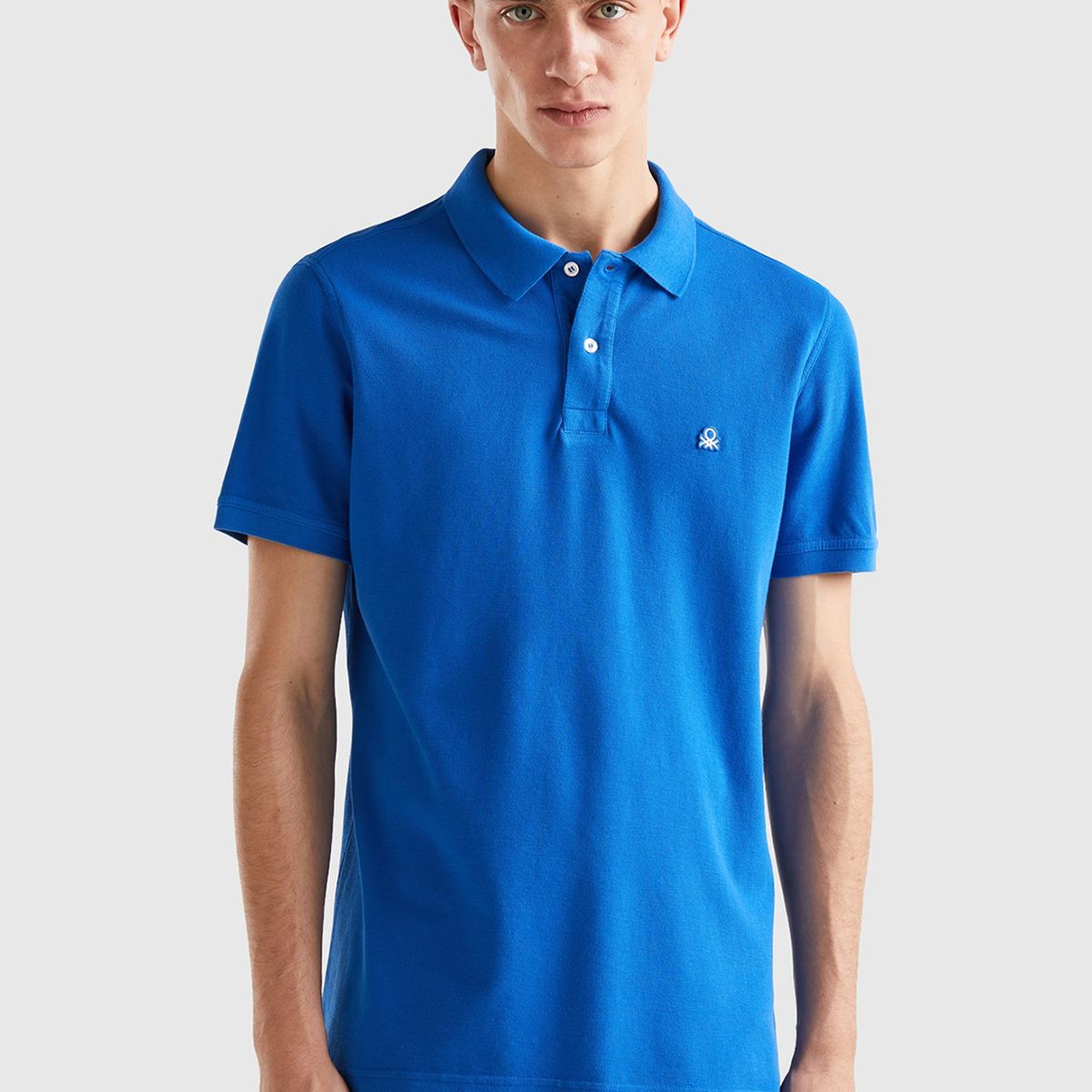 Erkek Saks Mavi Regular Fit Kısa Kollu Polo Tshirt