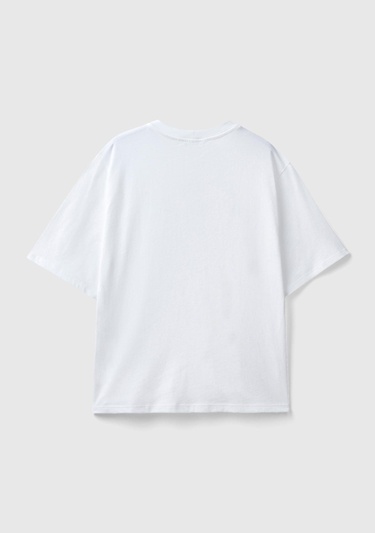  Kadın Beyaz %100 Koton Tavşan Baskılı T-Shirt