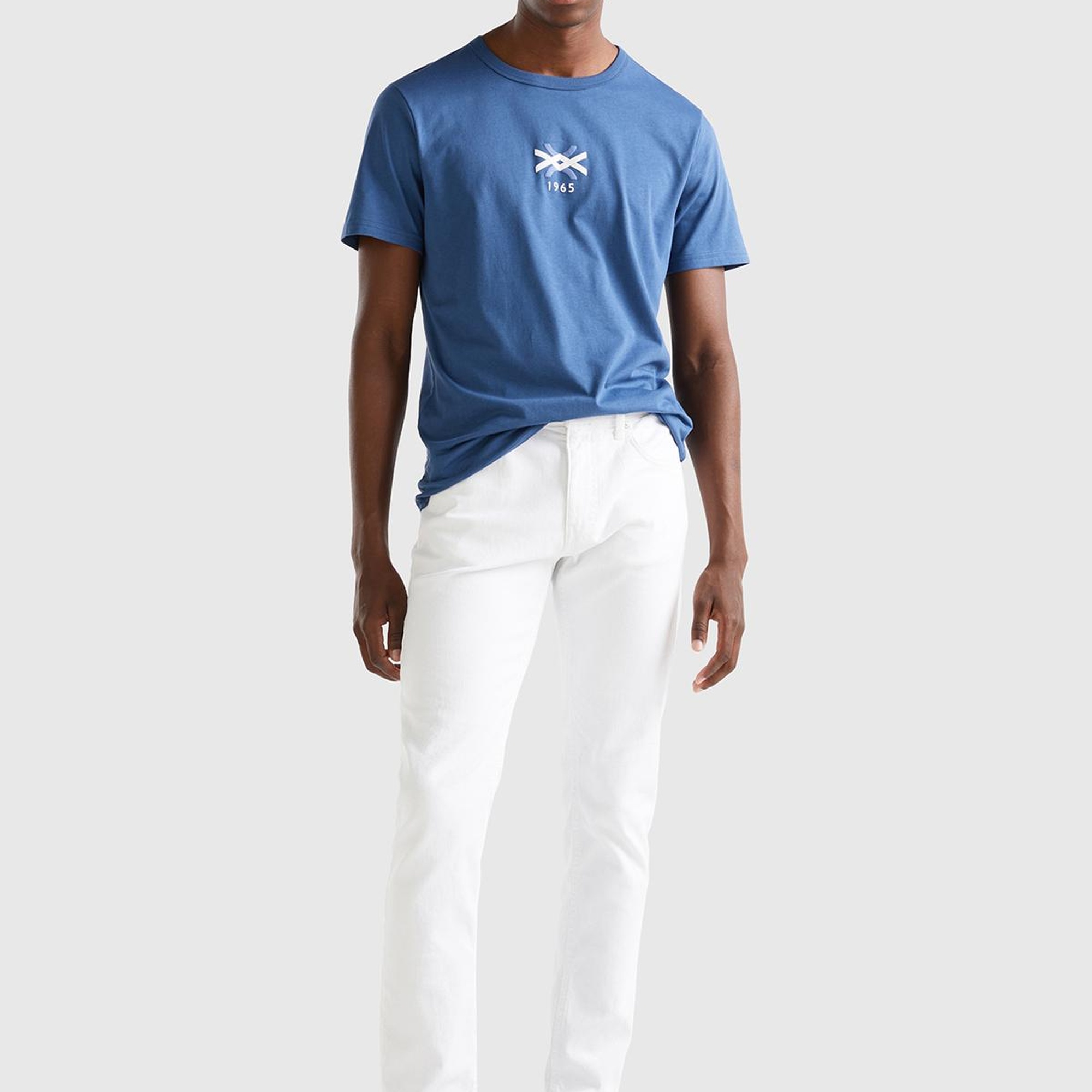 Erkek Denim Logo Baskılı Organik Pamuklu Tshirt