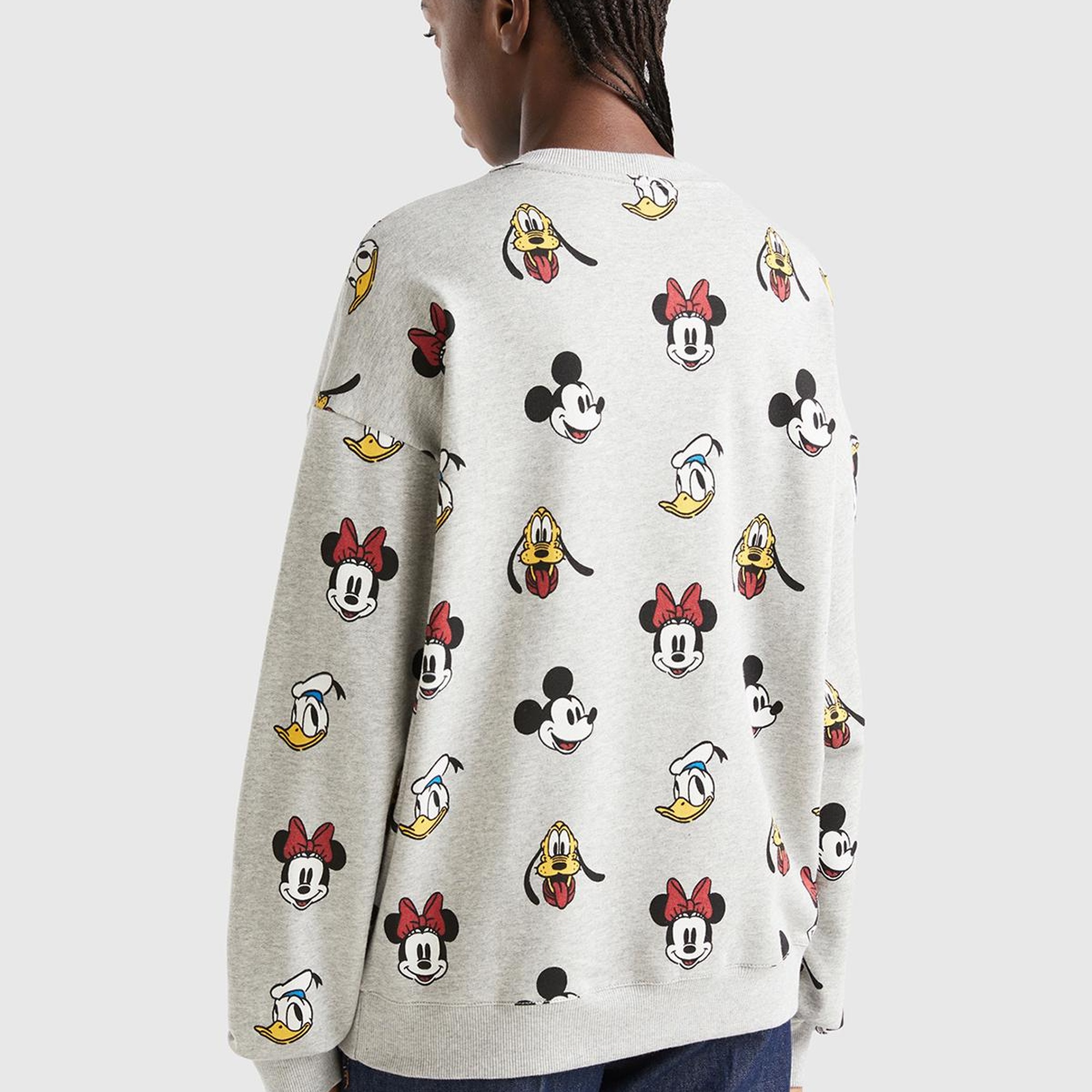 Unisex Gri Disney Baskılı Sweatshirt